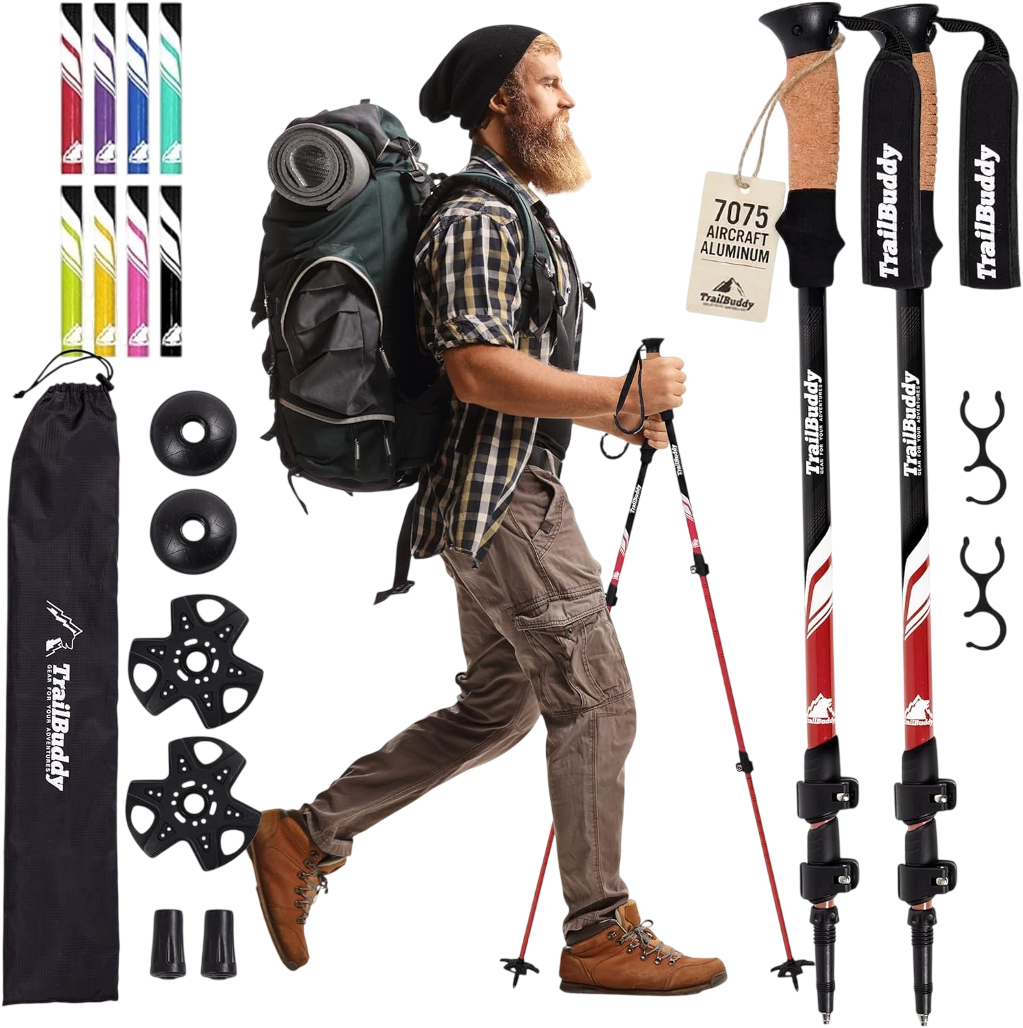 Lightweight 7075 Aluminum Hiking Poles for Women, Men & Seniors by Wise Owl Outfitters