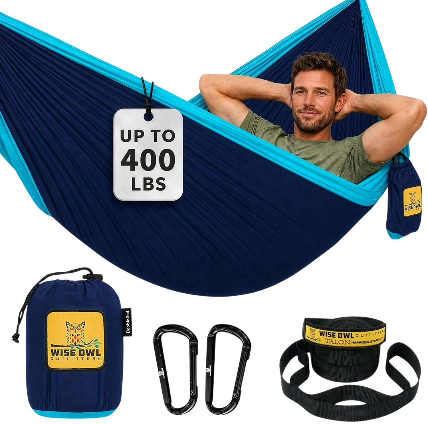 Wise Owl Outfitters Single 500lbs Portable Hammock with Tree Straps